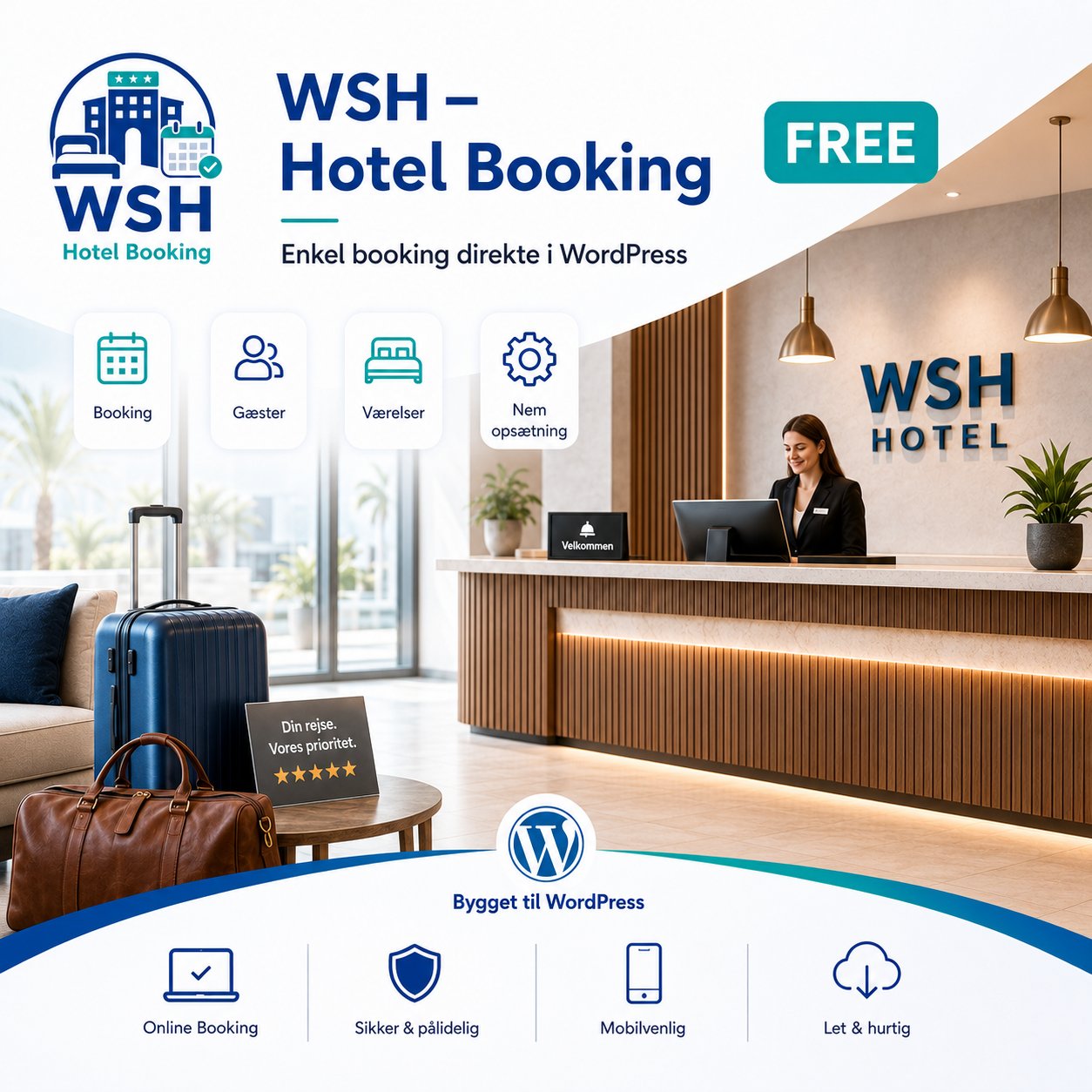WSH Hotel Booking Free til WordPress for hoteller og overnatningssteder