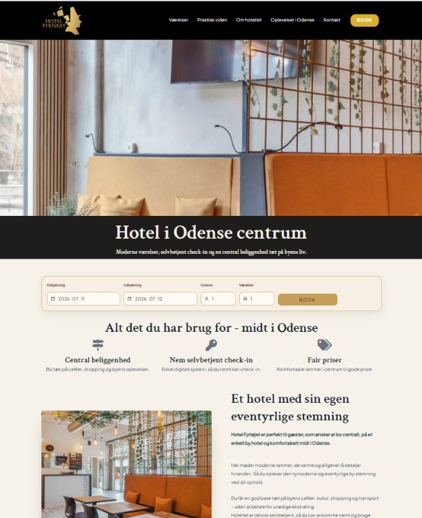 Hotel Fyrtøjer i Odense - hjemmeside vi har bygget og udviklet