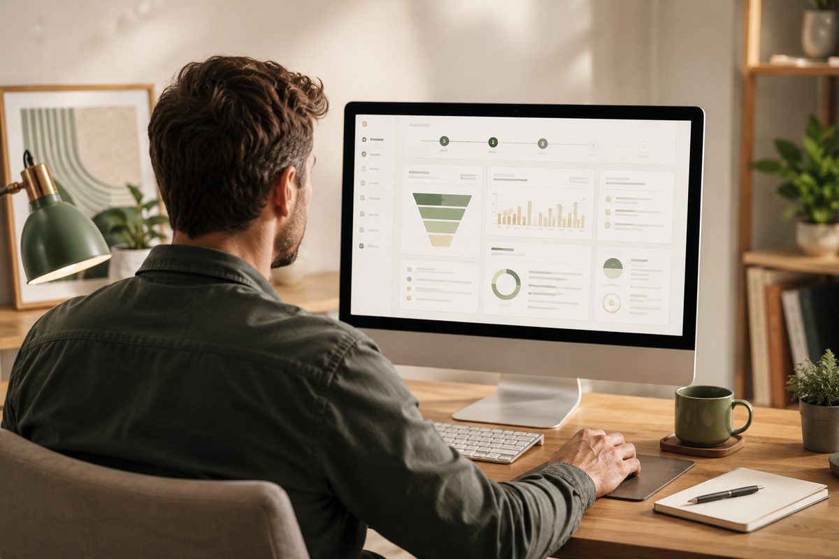 Overskueligt WooCommerce checkoutflow vist på laptop med ordreoversigt og fri fragt