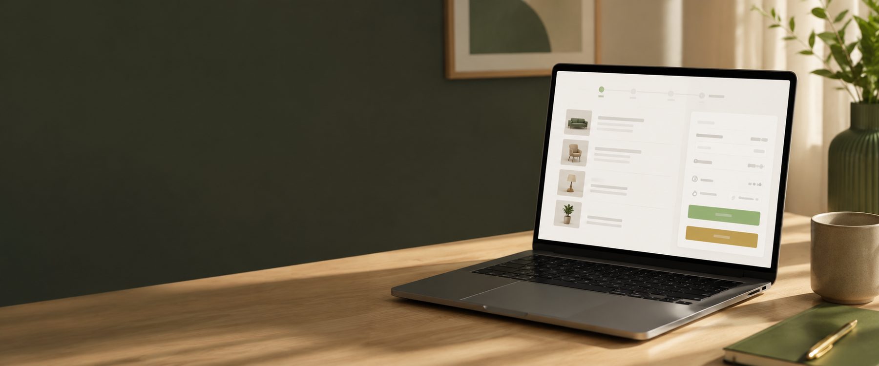 Laptop with modern WooCommerce checkout and clear order overviewLaptop with modern WooCommerce checkout and clear order overview