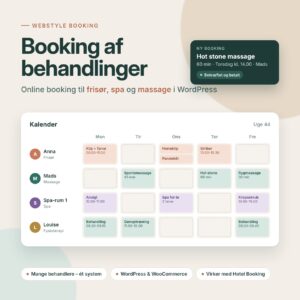 Bookingsystem til behandlinger på en WordPress-hjemmeside